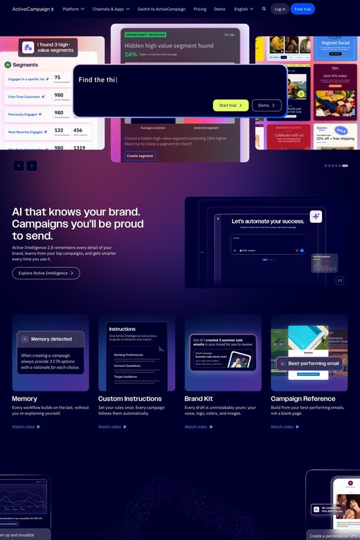 Portrait website preview for marketing automation